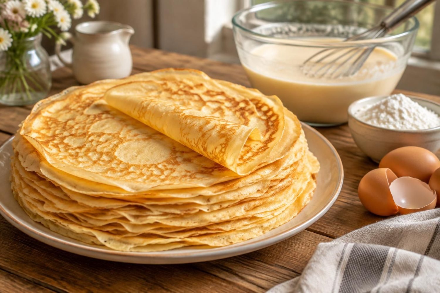 Crêpes légères et moelleuses : pâte sans grumeaux à la maïzena